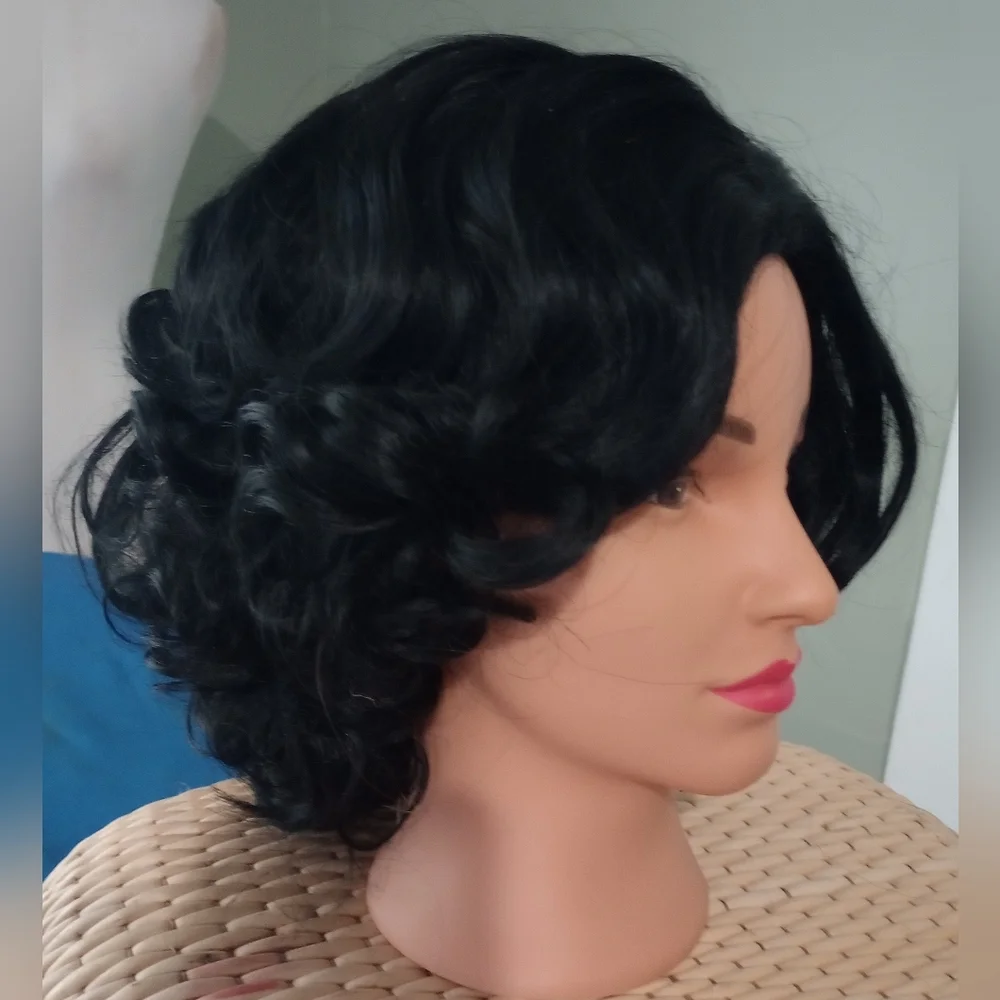 New Black Curly Bob Wig 12